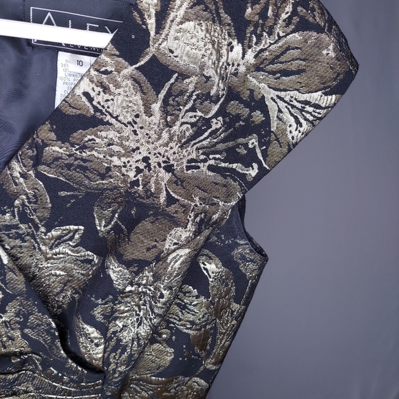 Alex Evenings Dress 10 Women Damask Metallic Sheath Jewel Beaded Belt Zip NYE - Picture 4 of 12